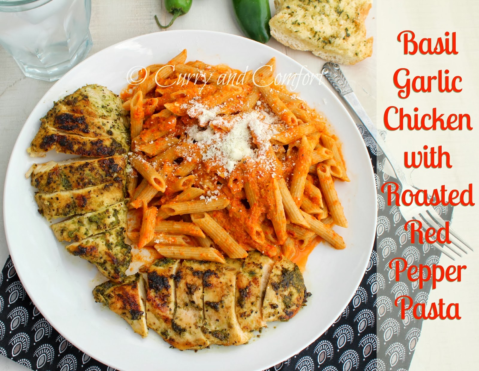 Kitchen Simmer Basil Garlic Chicken with Roasted Red Pepper Pasta