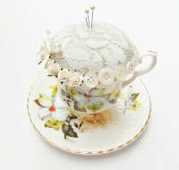Vintage Tea Cup and Saucer Pin Cushion by Random Button