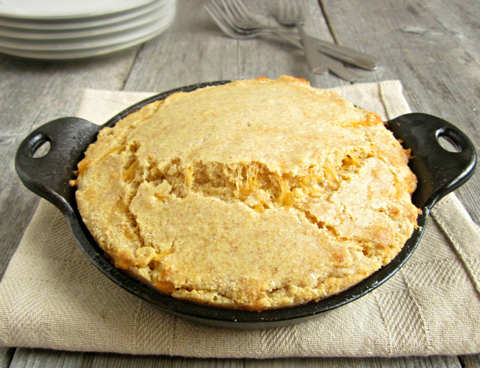 Hungry Couple Skillet Whole Wheat Cheesy Cornbread