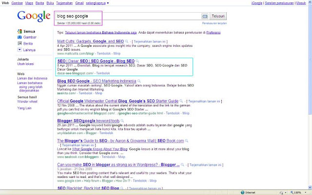 SERP Blog Dasar SEO di Google Indonesia SERP Blog Dasar SEO di Google Indonesia