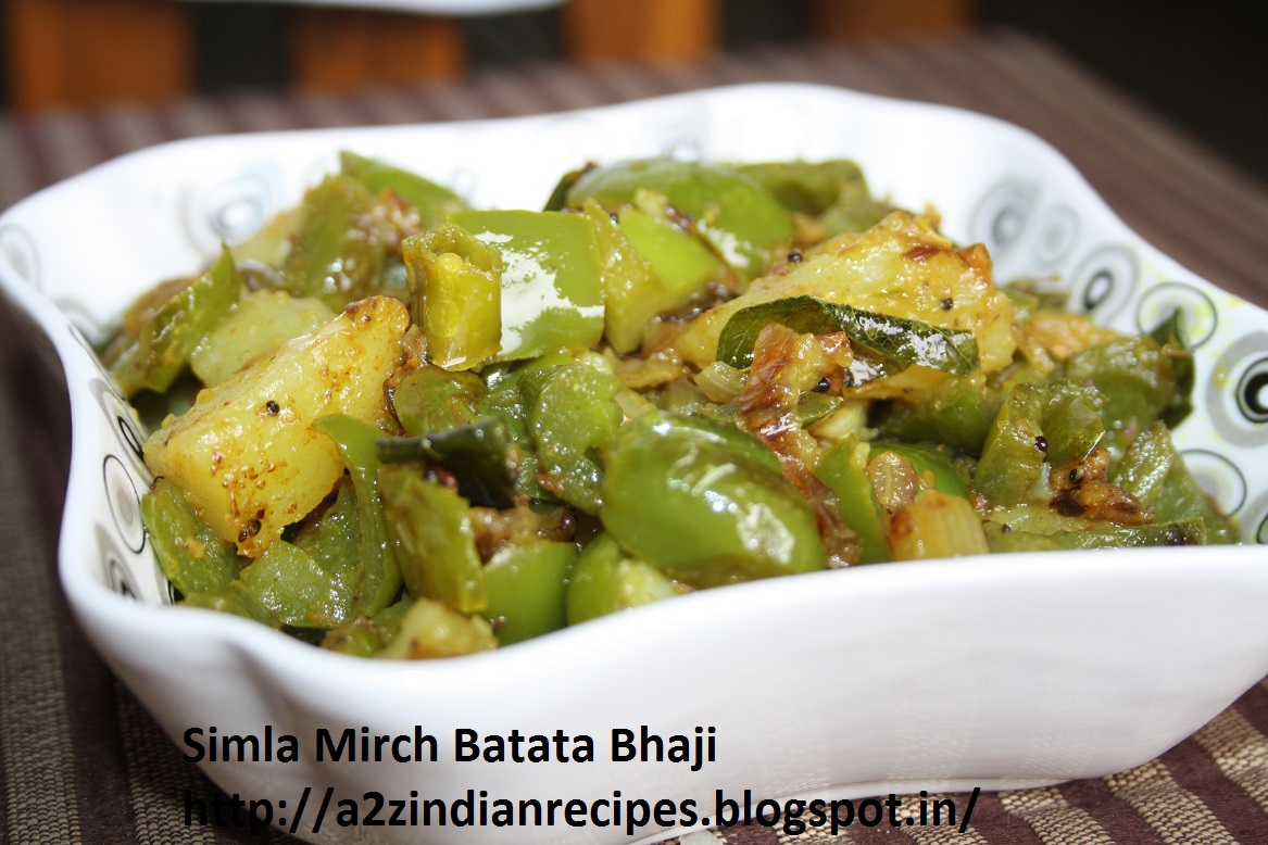 a2zindianrecipes Capsicum Potato Bhaji / Simla Mirchi Batata Bhaji