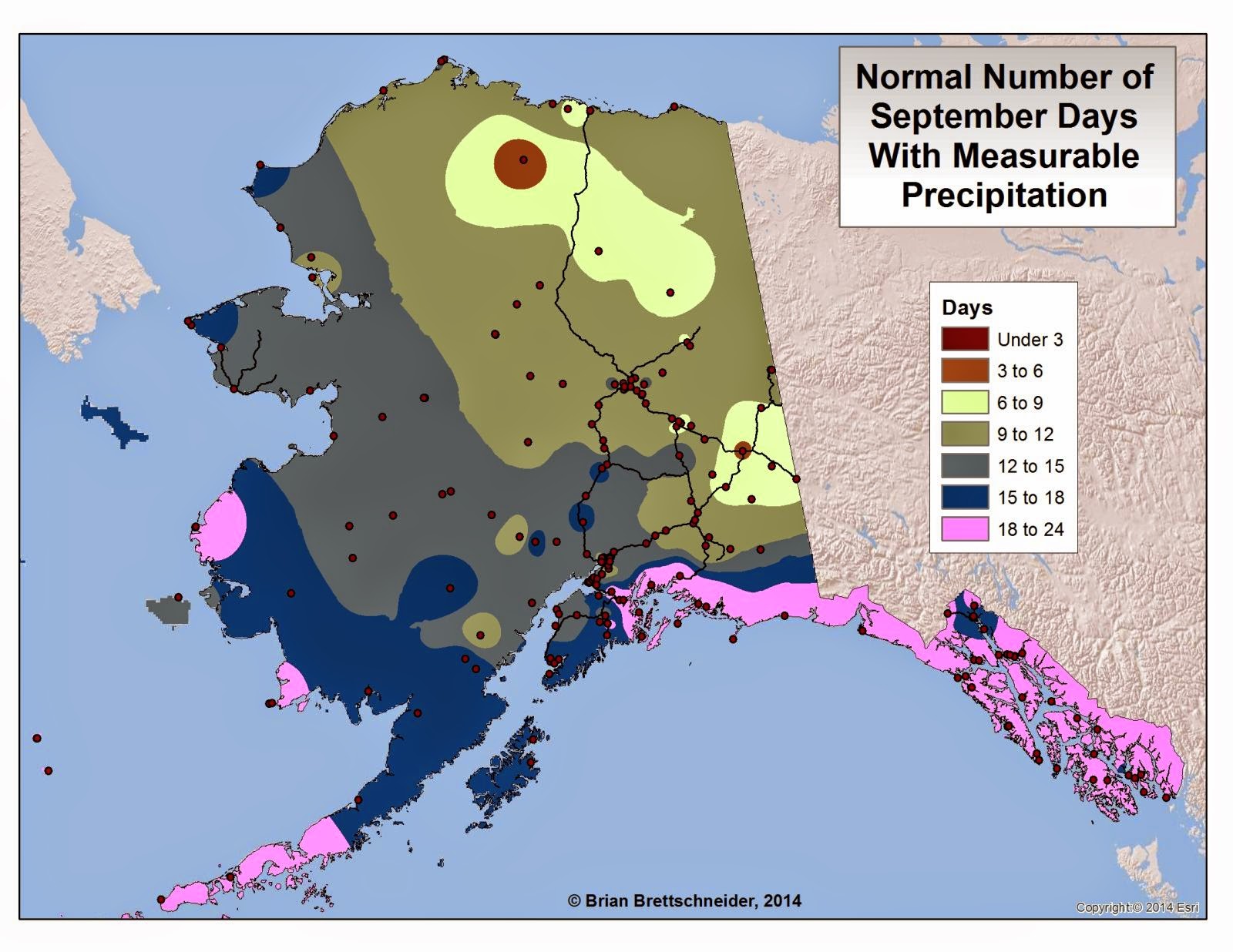 Deep Cold Alaska Weather & Climate September Precipitation Days