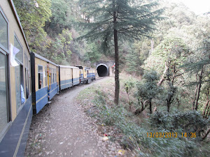 "Shimla-Ka;lka" train entering one of the 102 tunnels on the train route !
