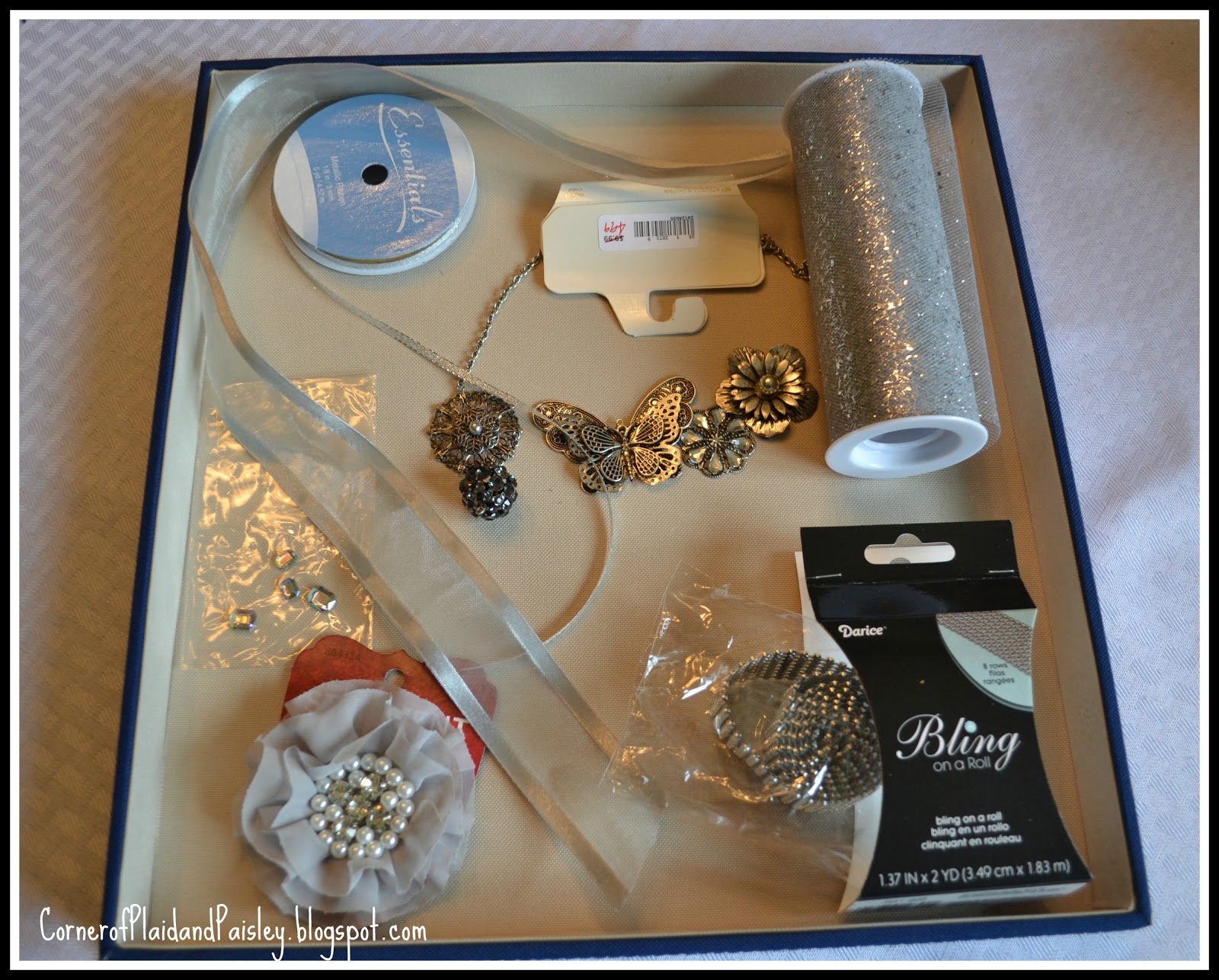 Corner of Plaid and Paisley Gift Wrapping with Jewelry