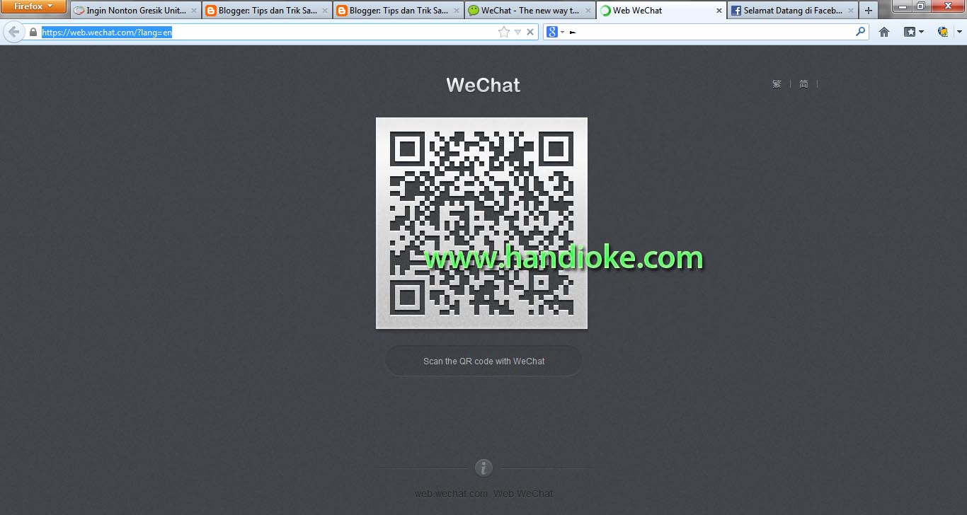 Tampilan QR Code pada Web WeChat dikomputer Tampilan QR Code pada Web WeChat dikomputer