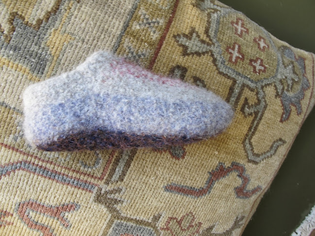 crocheted and then felted slipper