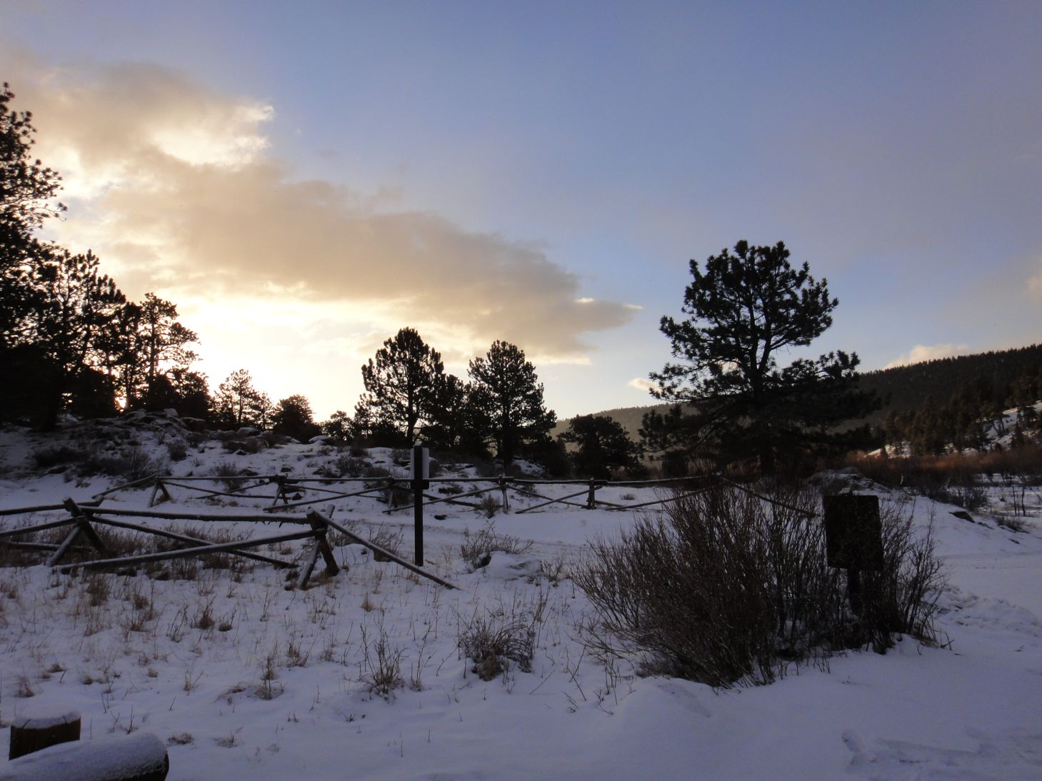 Hiking Rocky Mountain National Park Spruce Lake in the winter.
