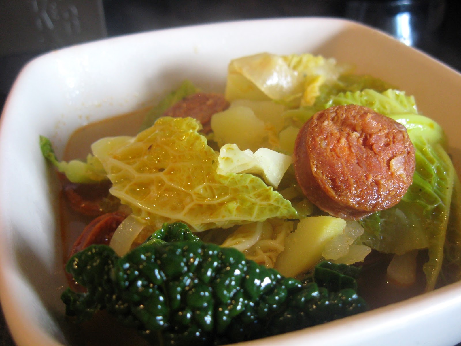 Feed Me Savoy Cabbage and Chorizo Soup