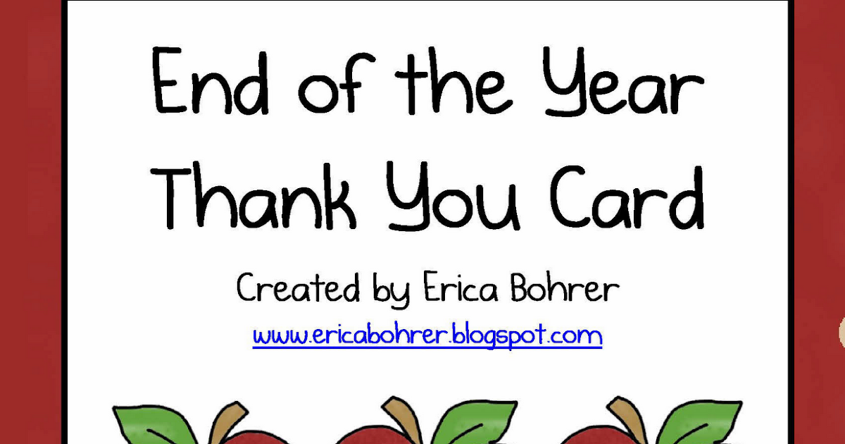 Classroom Freebies End of the Year ThankYou Card