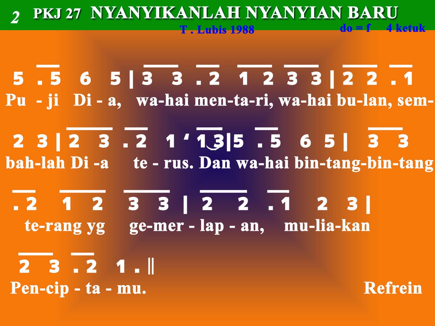 Lagu Gereja Rohani Kristen: Pelengkap Kidung Jemaat. 027. Nyanyikanlah