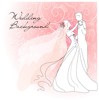 結婚式の招待状向け花嫁のイラスト bride illustrations with floral ornaments for wedding invitation cards イラスト素材3