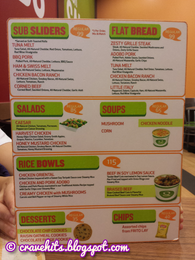 Crave Hits! Toasted Subs at Quiznos