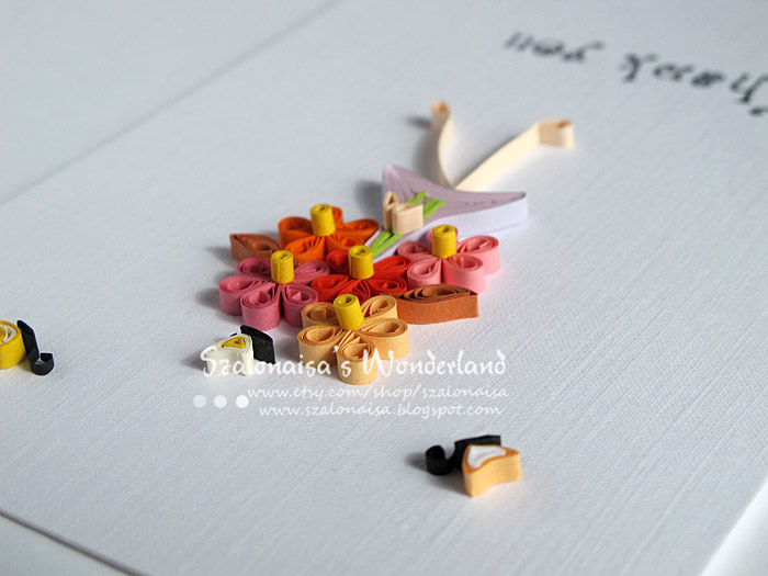 Quilled handmade cards Szalonaisa's Wonderland Quilling Thank You Card