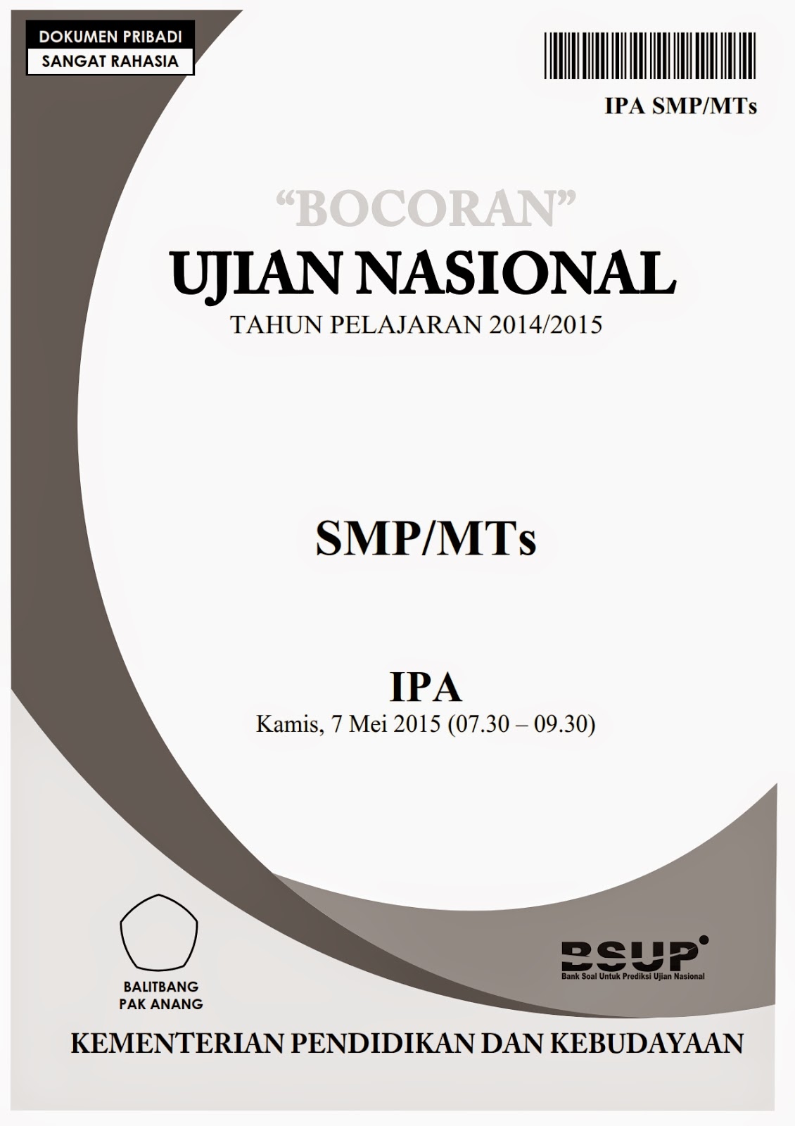 Berbagi Dan Belajar Bocoran Soal Un Ipa Smp 2015