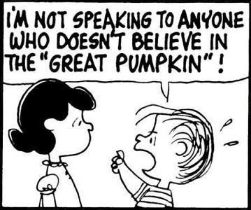 not speaking to anyone who doesn't believe in the great pumpkin, Charlie Brown halloween, Charlie Brown comic, Peanuts halloween, Peanuts great pumpkin