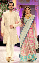 Esha Deol and Bharat Takhtani at Bridal Fashion Week 2012