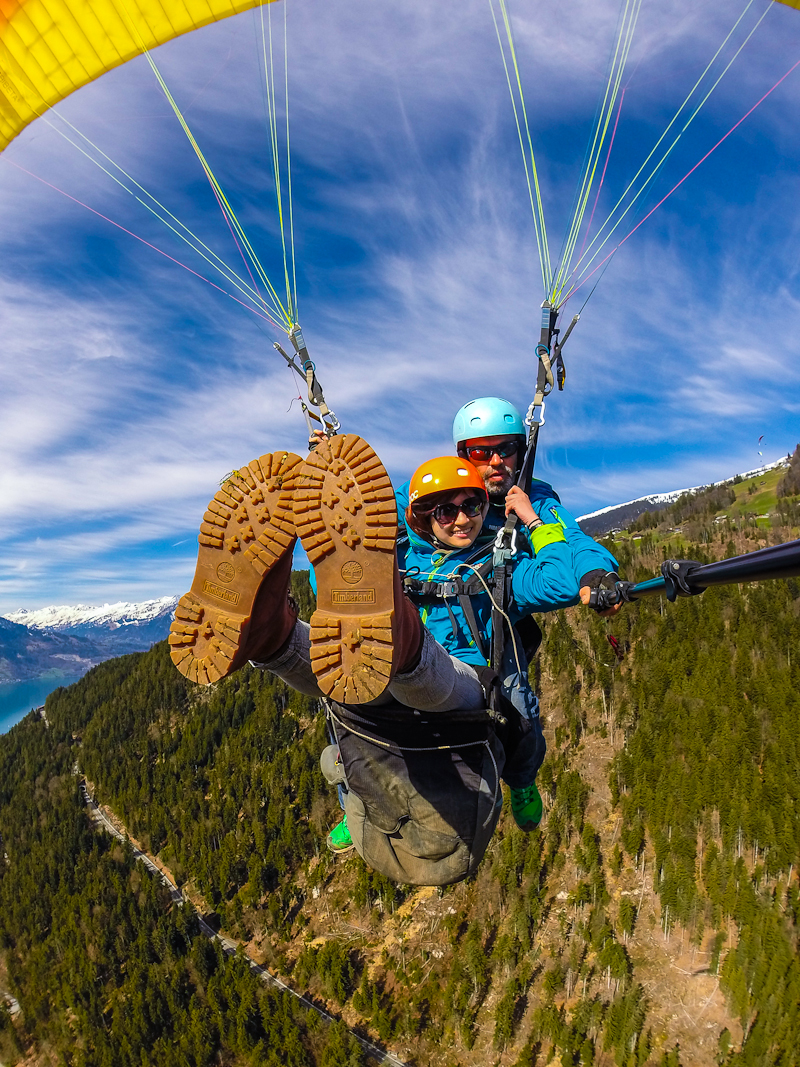Scenic beauty of switzerland Paraglind pass the swiss alps