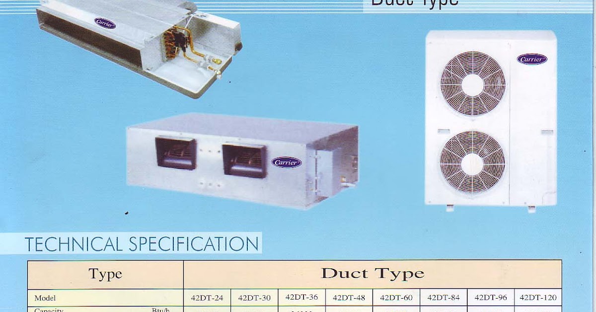 Carrier Duct Type AC Specification Portable Air Conditioner
