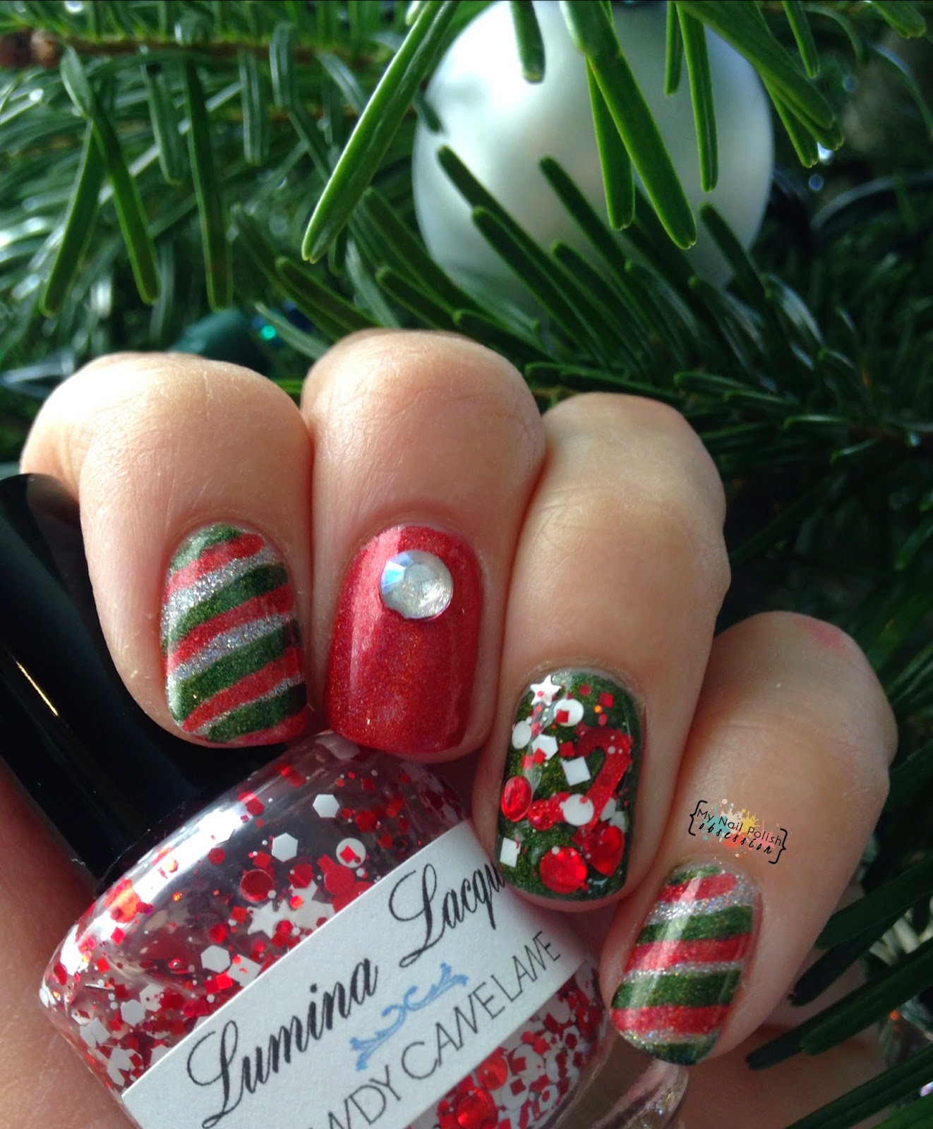 My Nail Polish Obsession Candy Cane Stripe Christmas Mani