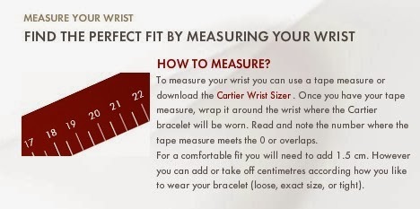 Cartier Size Chart
