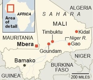 Mali showing Mbera. Mali showing Mbera.