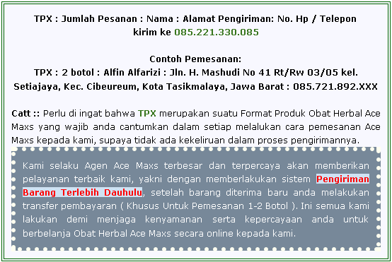 Cara Pemesanan Ace Maxs Cara Pemesanan Ace Maxs