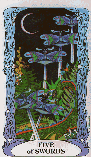 Barefoot Fool Five Of Swords Tarot Of A Moon Garden
