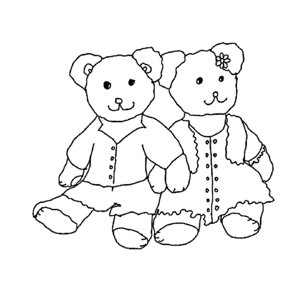 Best & Beautiful Copule Teddy Bear Colour Drawing HD Wallpaper