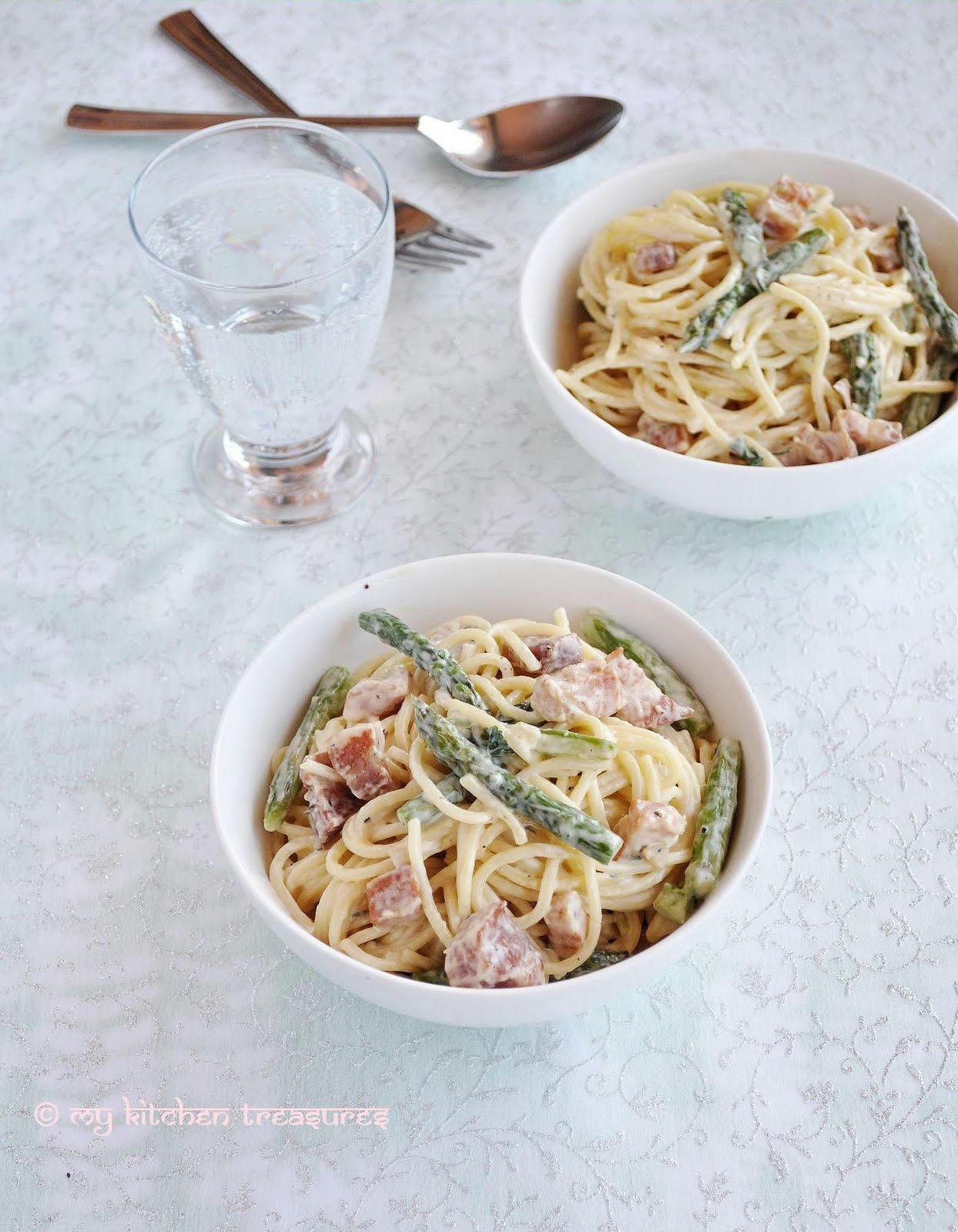 My Kitchen Treasures Linguine con asparagi, pancetta e limone
