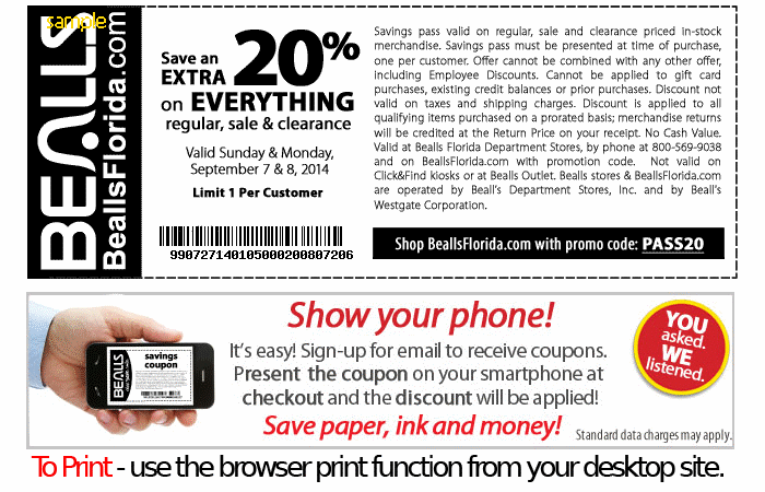 Bealls discount coupons
