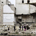 Damaged building in al-Myassar neighborhood of Aleppo, Syria