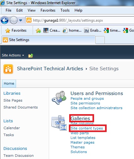 sharepoint journey creating custom content type for sharepoint site types