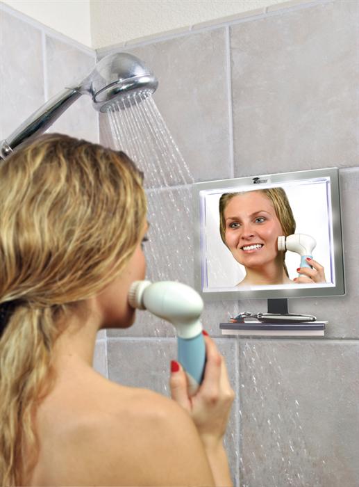 Hanging Off The Wire Toilettree Deluxe Fogless Shower Mirror