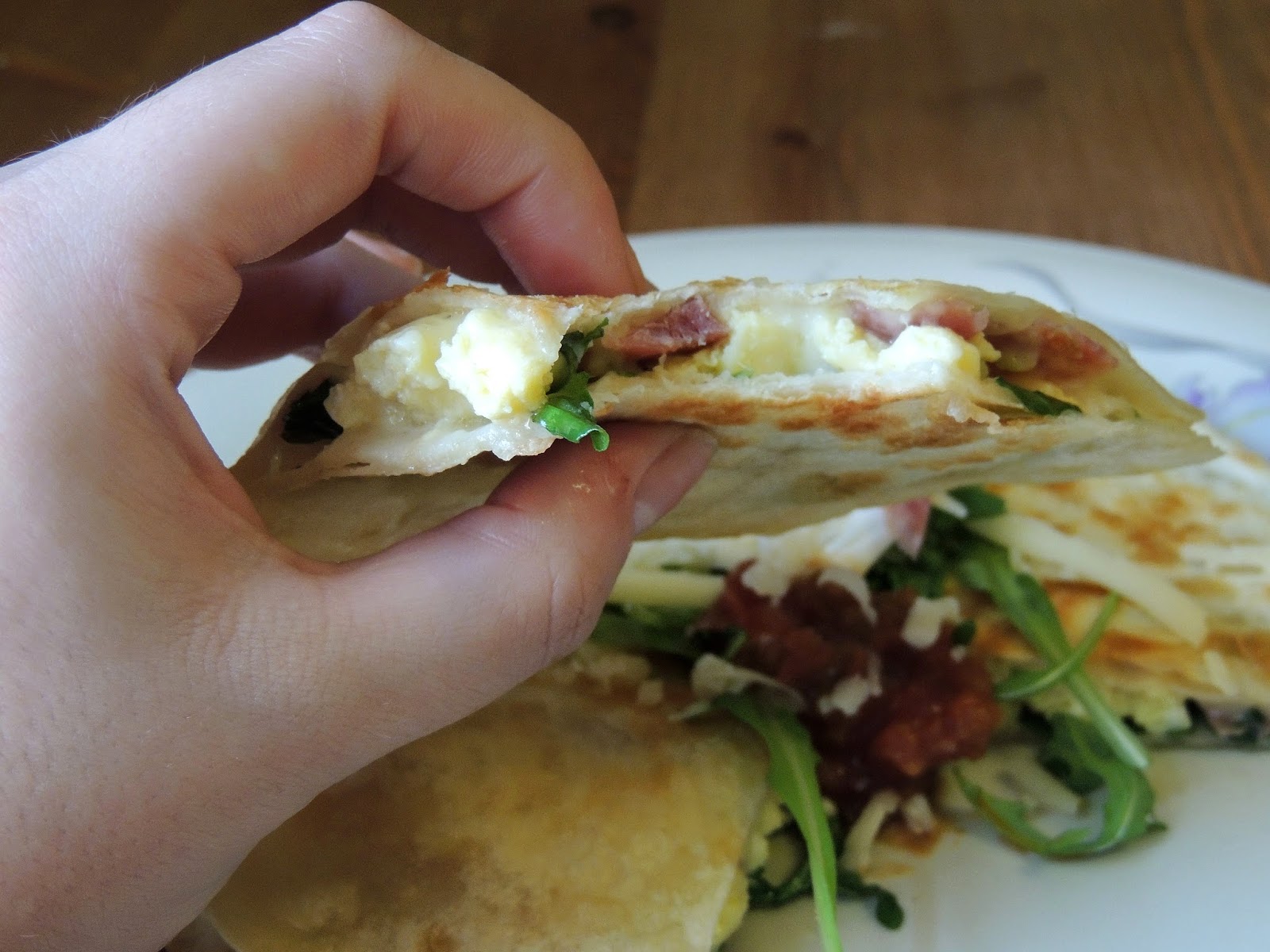 Gas Stove Girl Salami and Arugula Breakfast Quesadillas