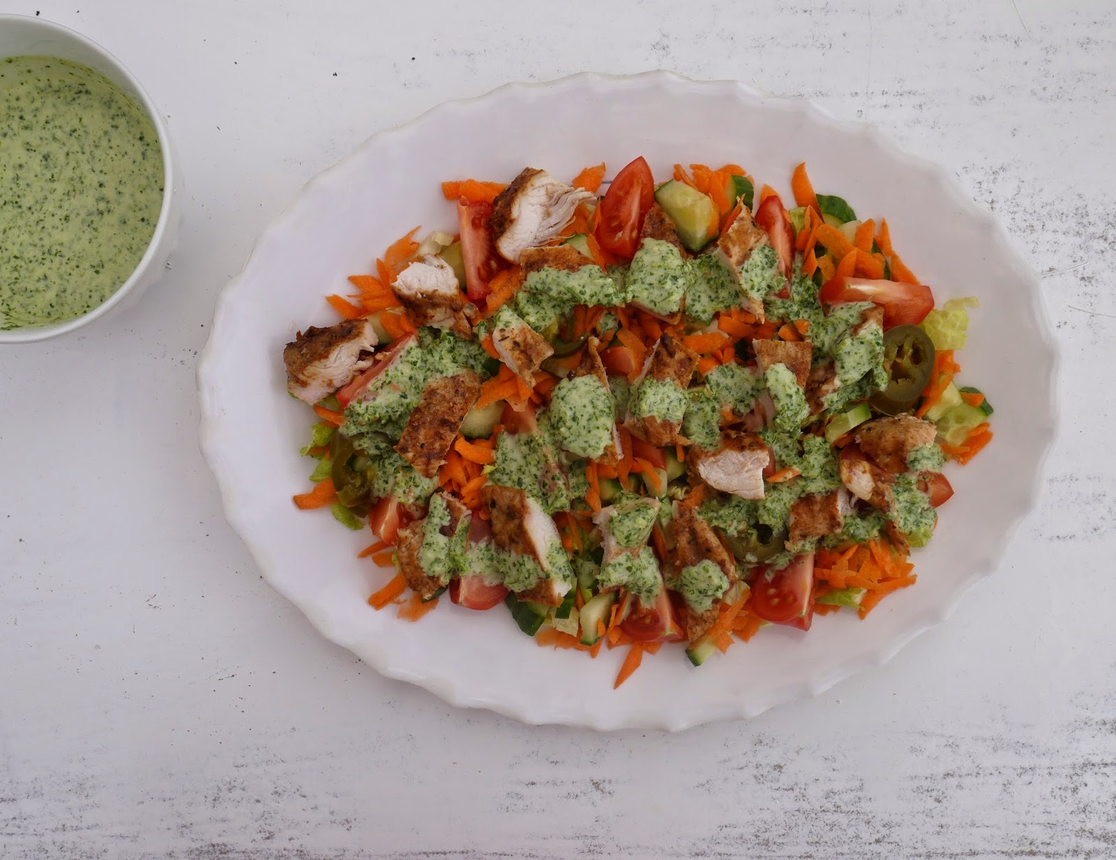 This Muslim Girl Bakes Spicy Grilled Chicken Salad + Creamy Coriander