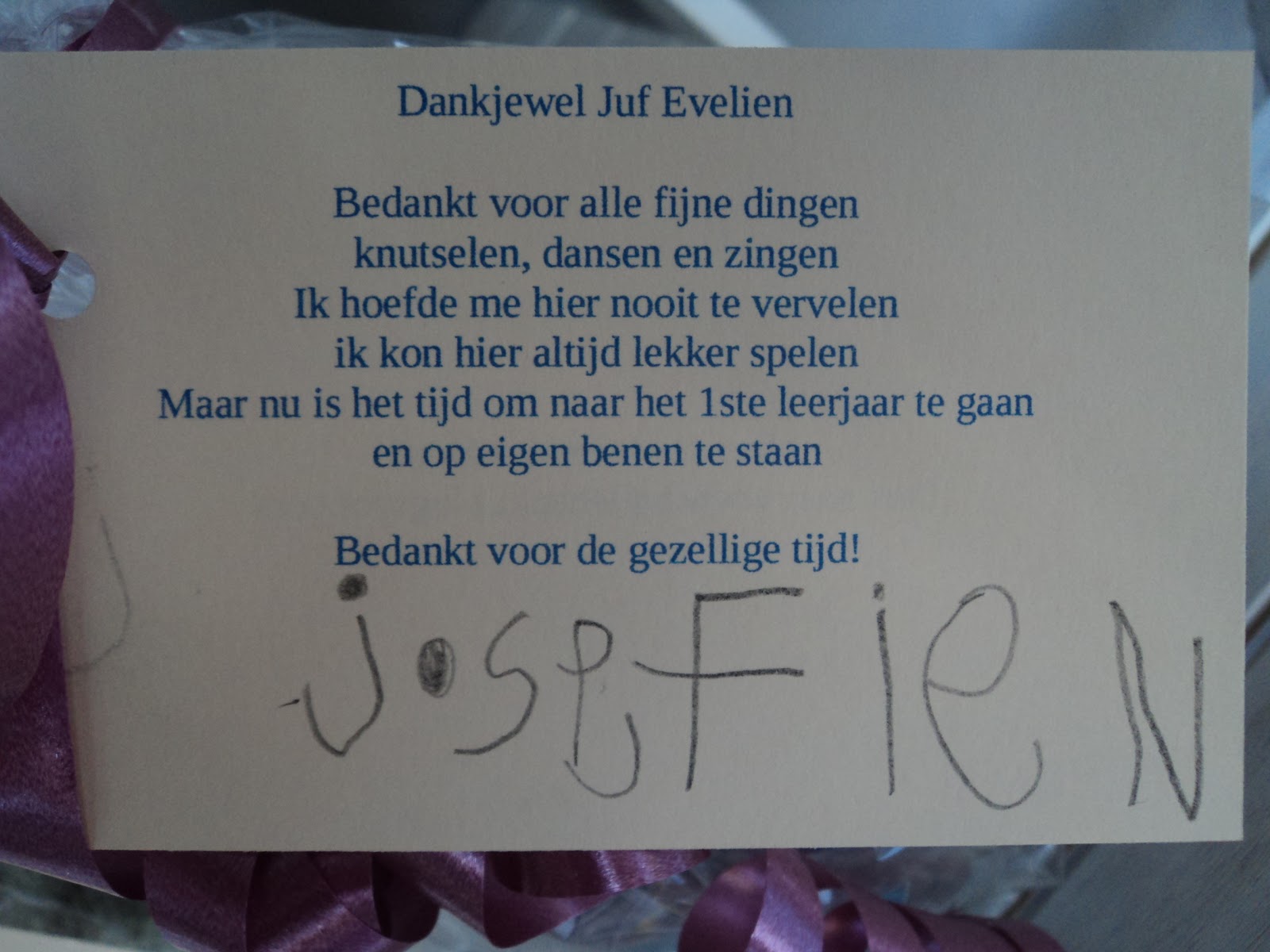 Belle Haakt: dankjewel Juf!