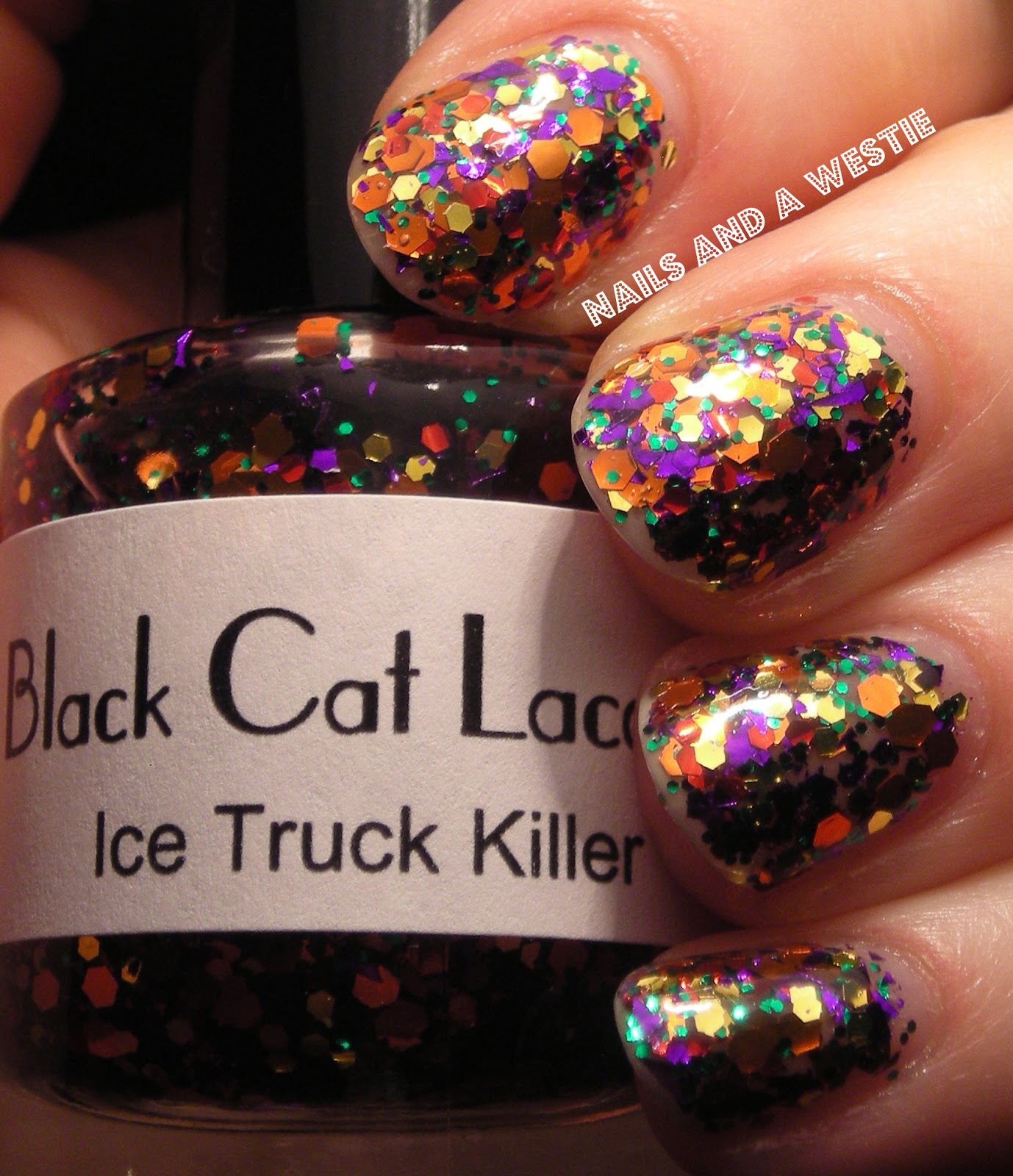 Nails and a Westie Black Cat Lacquer Ice Truck Killer