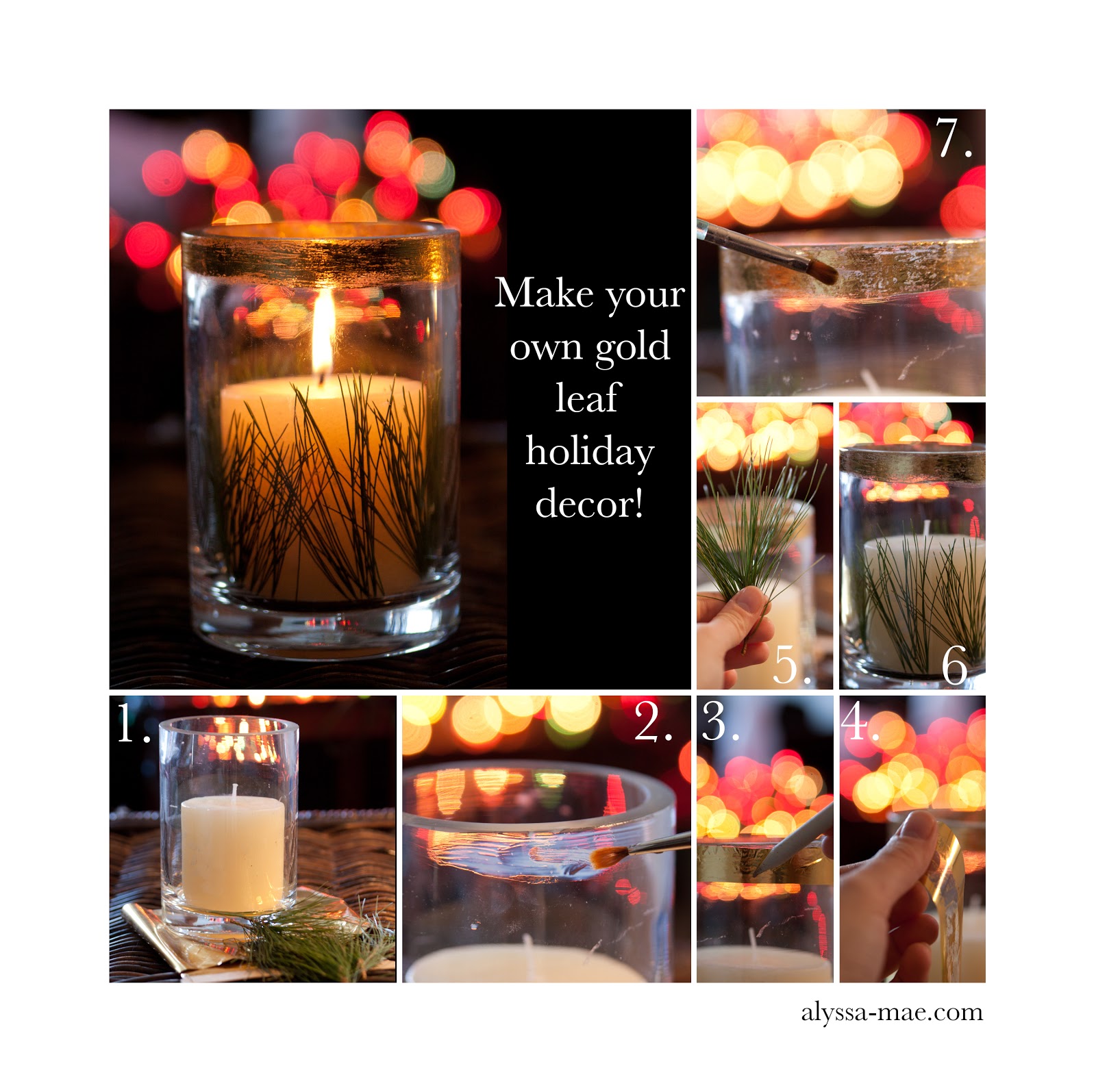 Holiday Gold Leaf Candle Holder DIY Blue Locket Studios