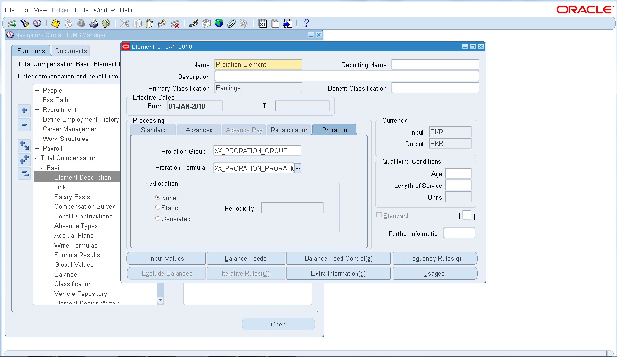 oracle concepts for you Proration formula in Oracle HRMS Payroll