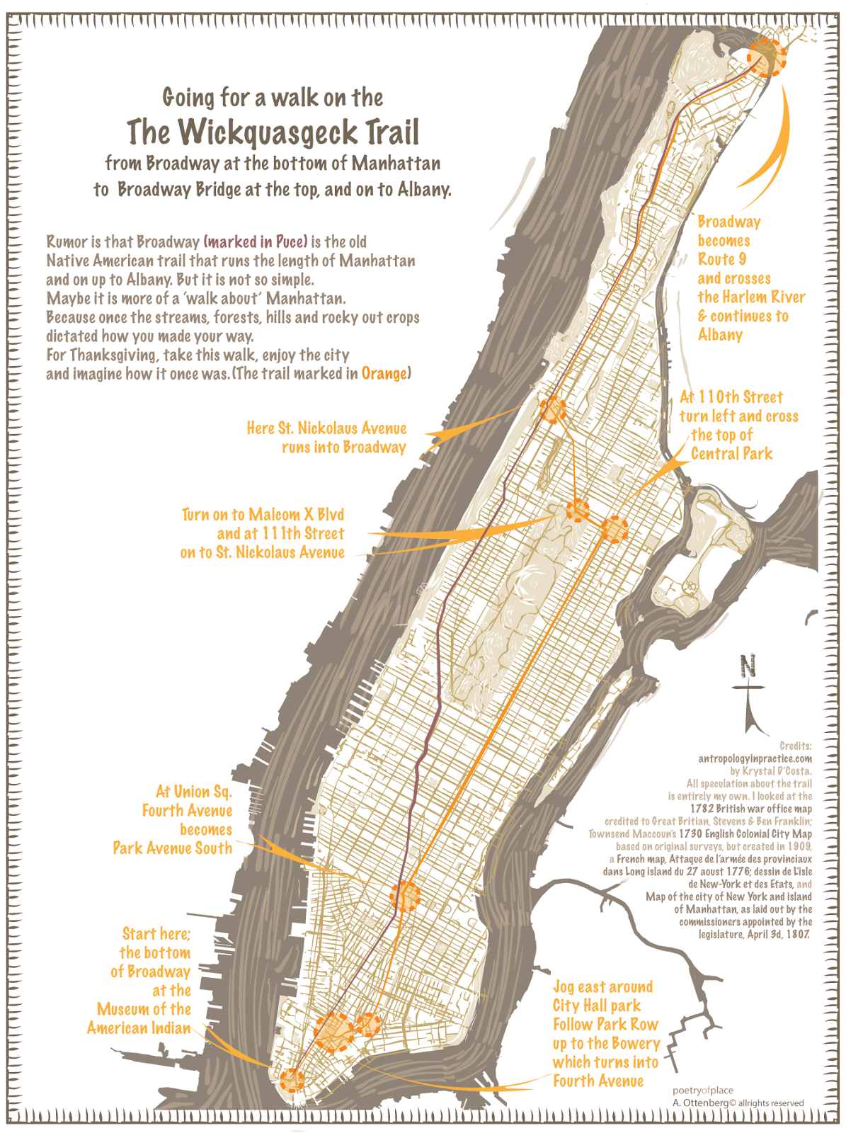 when i first looked into where the original native american trail was on manhattan broadway marked in puce was what turned up on wikipedia when i first looked into where the original native american trail was on manhattan broadway marked in puce was what turned up on wikipedia