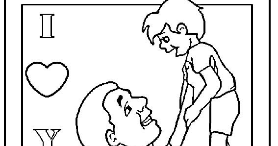 Padre Alzando Hijo Para Colorear Dibujo Views