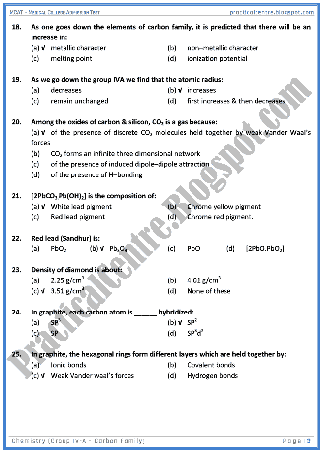 mcat-chemistry-group-iva-(carbon-family)-mcqs-for-medical-college-admission-test