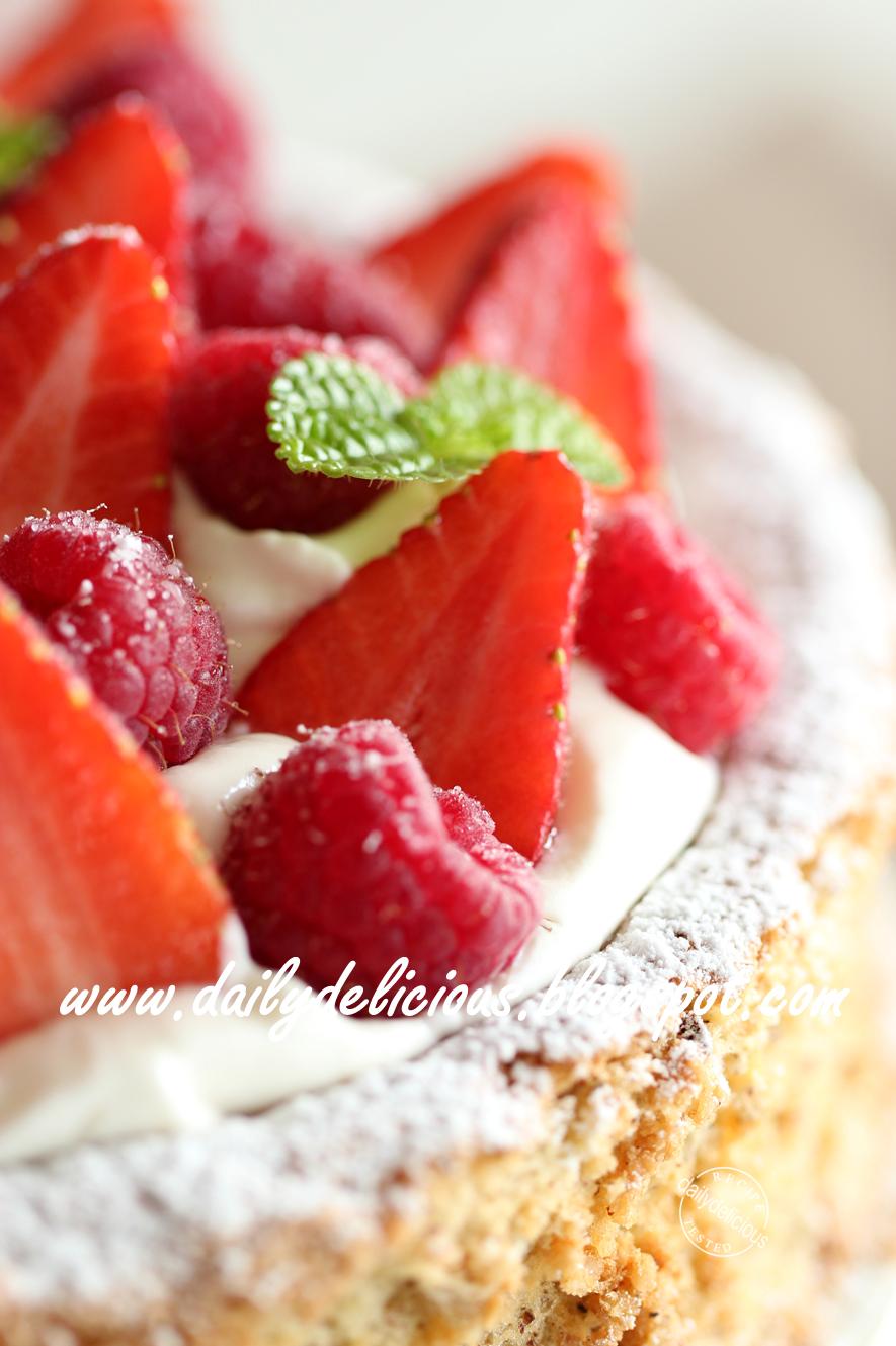 Hazelnut Meringue Cake With Berries And Cream Hazelnut Meringue Cake With Berries And Cream