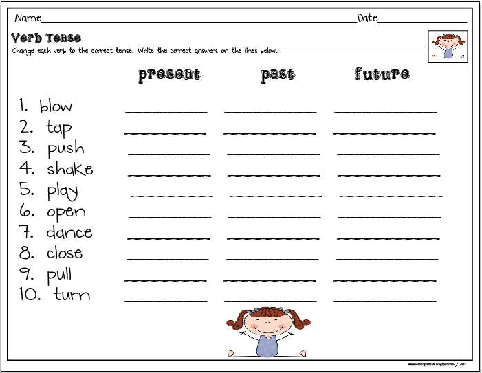 Classroom Freebies: Verbs and Verb Tense