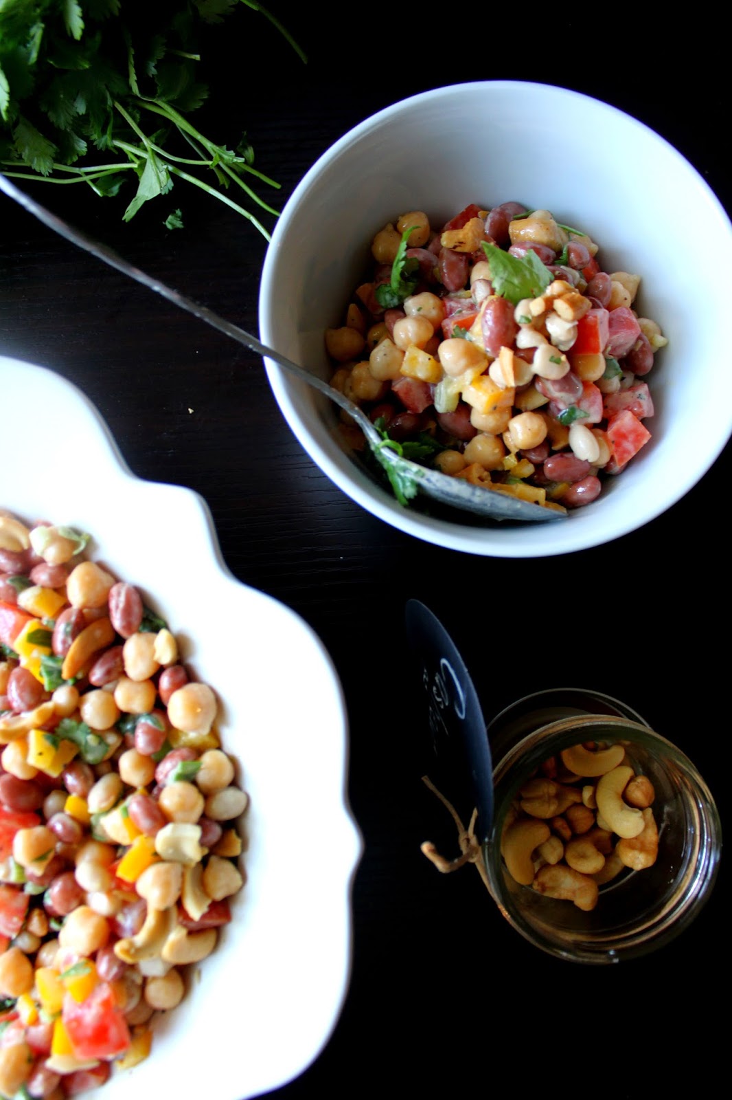 The taste of Myriam Beans salad & Tahini dressing Salade de