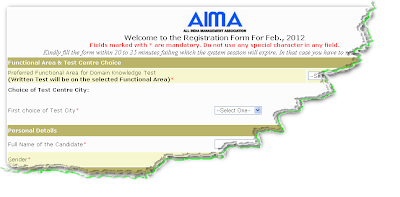 AIMA MAST February 2012 Online Form