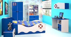 Мебель в детскую комнату с морскими волнами