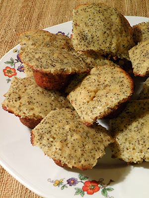 Plate of squarish flat-top muffins, perfectly golden and delicious