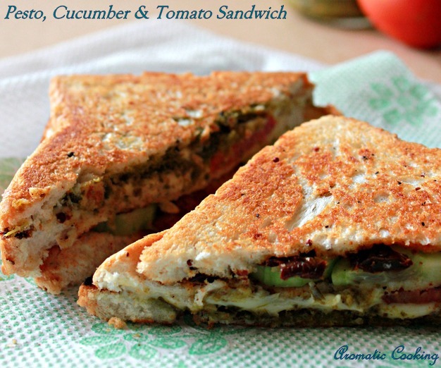 Aromatic Cooking Pesto, Cucumber And Tomato Sandwich