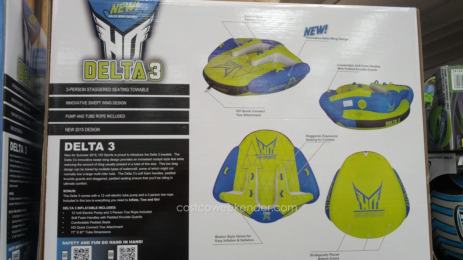 H.O. Sports Delta 3 Towable Float with Pump & Rope Costco Weekender